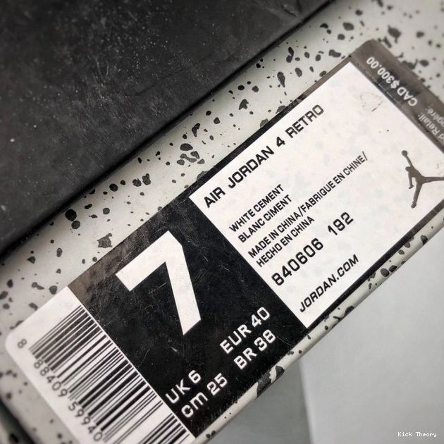 Kicktheory White 4 Cement OG Air (nike) 840606-192 Jordan 0702